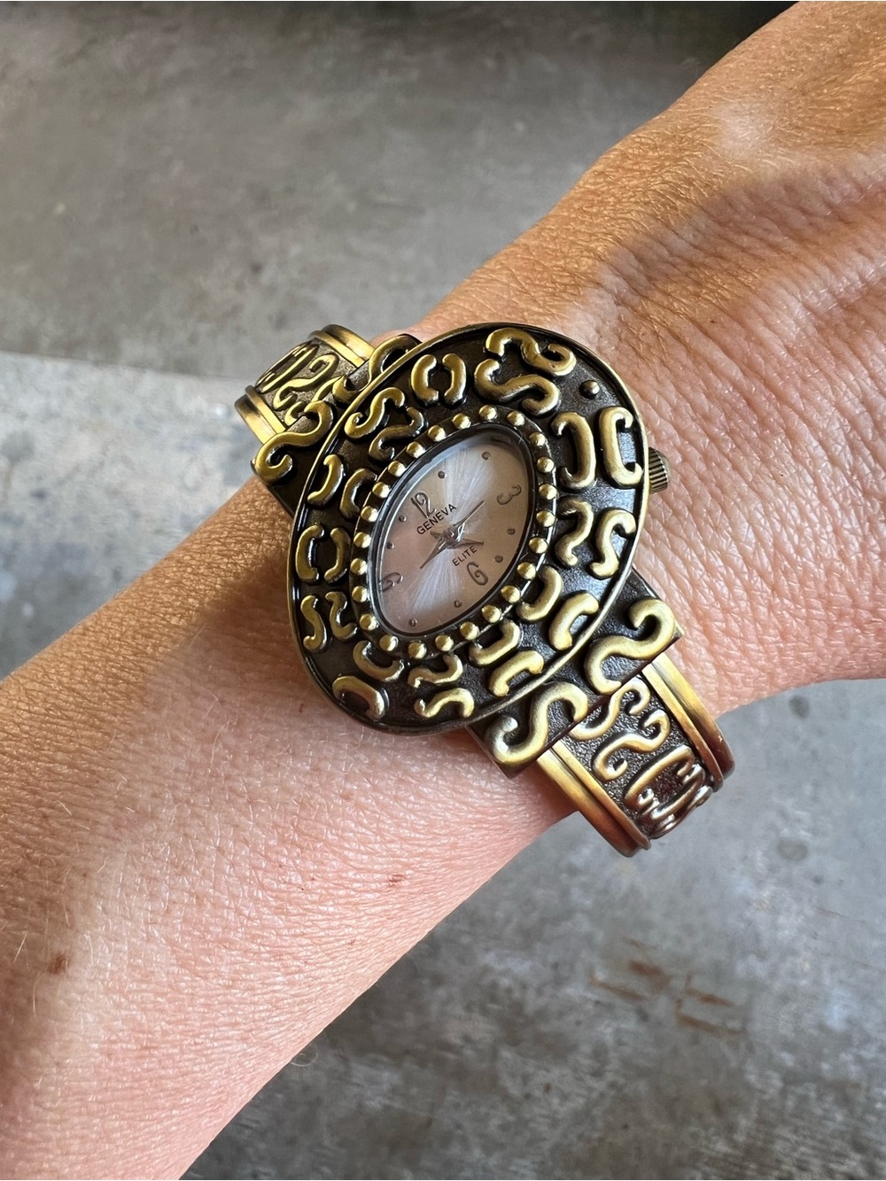 Geneva Bronze-Tone Ornate Women's Watch